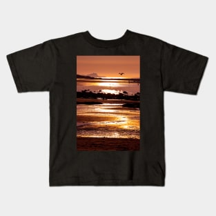 Sunset on the beach of the Scottish Town of North Berwick Kids T-Shirt